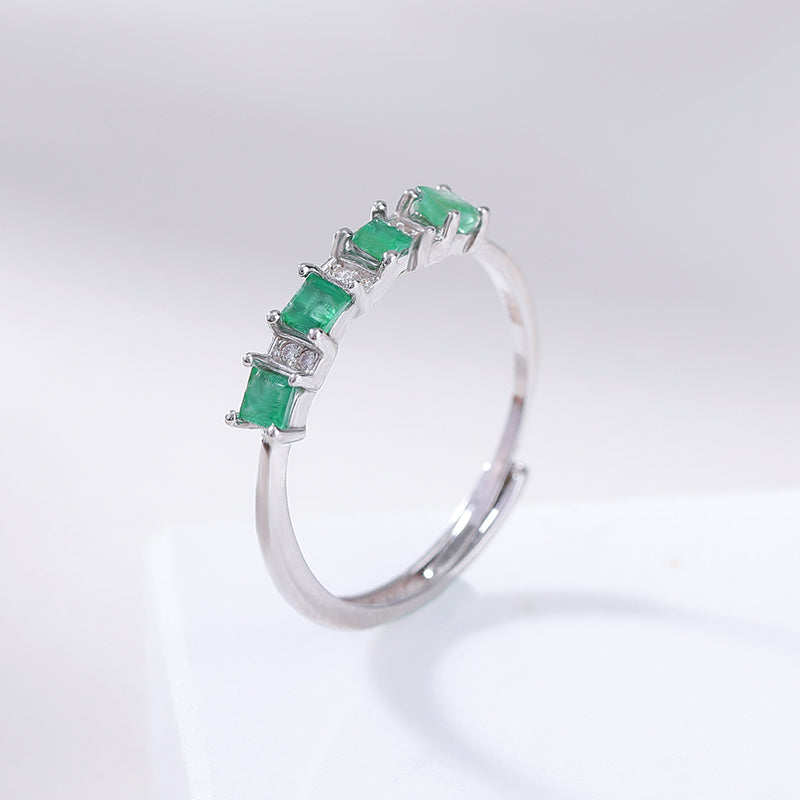 Natural Emerald Adjustable Band Ring.