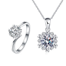 S925 real moissanite D color 1CT and 2CT ring necklace earrings set (with GRA certificate).