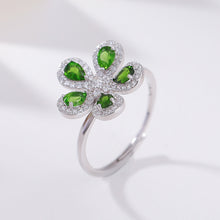 Natural Diopside Flower Adjustable Ring.