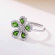 Natural Diopside Flower Adjustable Ring.