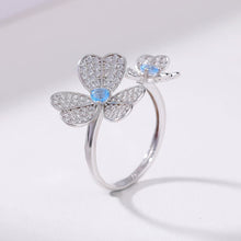 Natural Emerald Topaz Two Flowers Adjustable Ring.