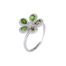 Natural Diopside Flower Adjustable Ring.