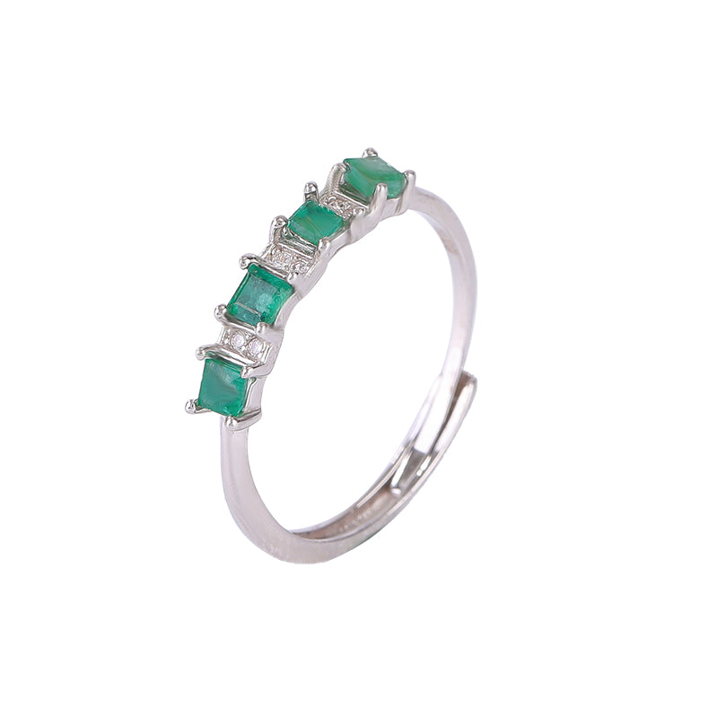 Natural Emerald Adjustable Band Ring.
