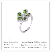 Natural Diopside Flower Adjustable Ring.