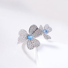 Natural Emerald Topaz Two Flowers Adjustable Ring.