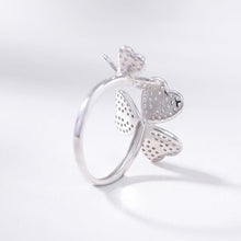 Natural Emerald Topaz Two Flowers Adjustable Ring.