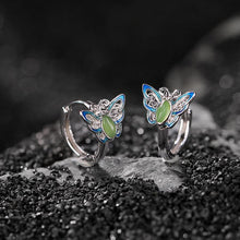 Natural Green Jade Cloisonné Butterfly Circle Earrings.