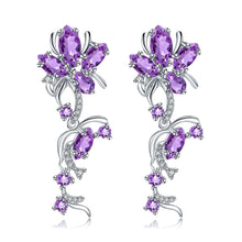 Natural Amethyst Flower Earrings.