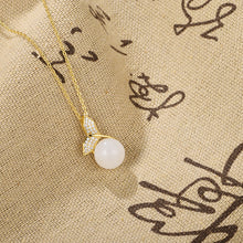 Natural White Jade Mermaid Tail Round Bead Necklace.