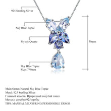 Natural Sky Blue Topaz Teardrop Dangling Necklace.