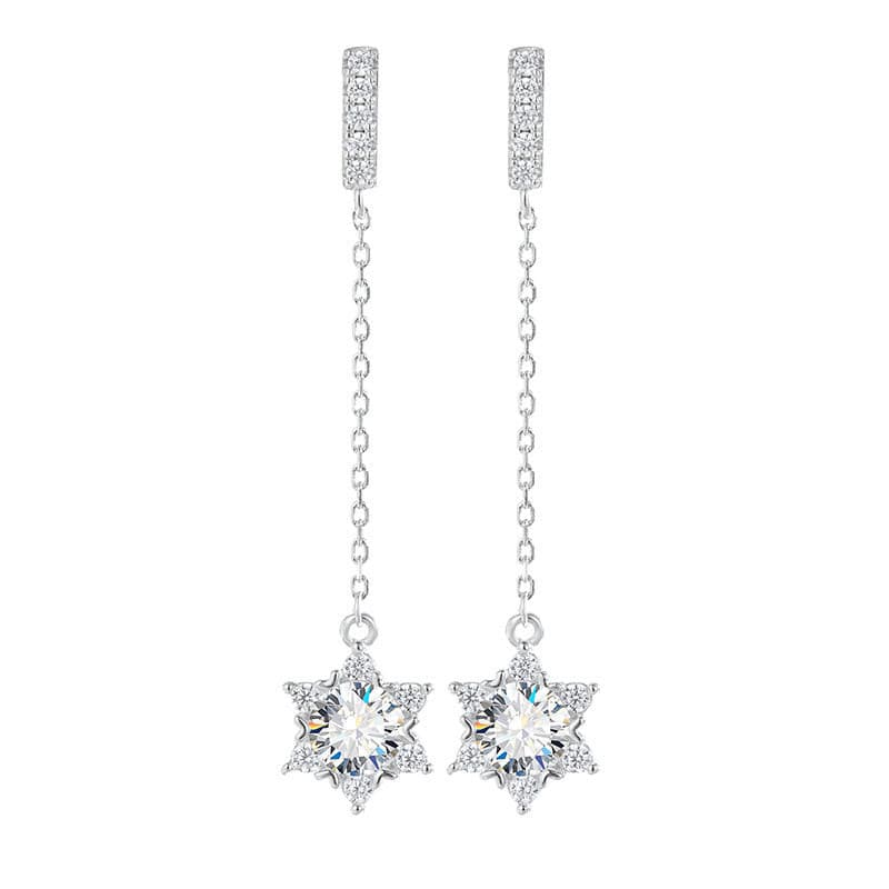 Real Moissanite D Color 1CT Snowflake Star Earrings.