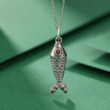 Natural Red Jade Fish Necklace.