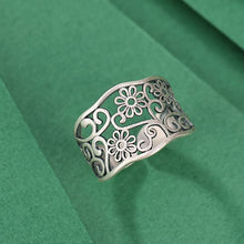 S925 Sterling Silver Plum Blossom Skeleton Vintage Adjustable Ring.