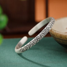 S999 Silver Flower Aged Silver Craft Bangle.