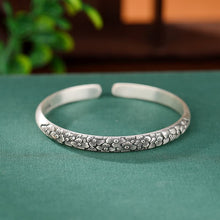 S999 Silver Flower Aged Silver Craft Bangle.