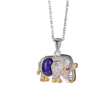 Natural Lapis Lazuli Elephant Zircon Shiny Necklace.