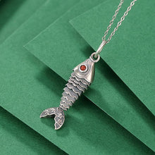 Natural Red Jade Fish Necklace.