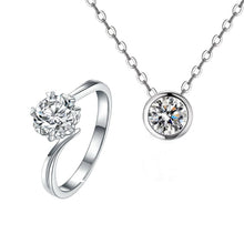S925 real moissanite D color 1CT and 2CT ring necklace earrings set (with GRA certificate).