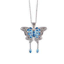 Sterling Silver Cloisonné Butterfly Necklace