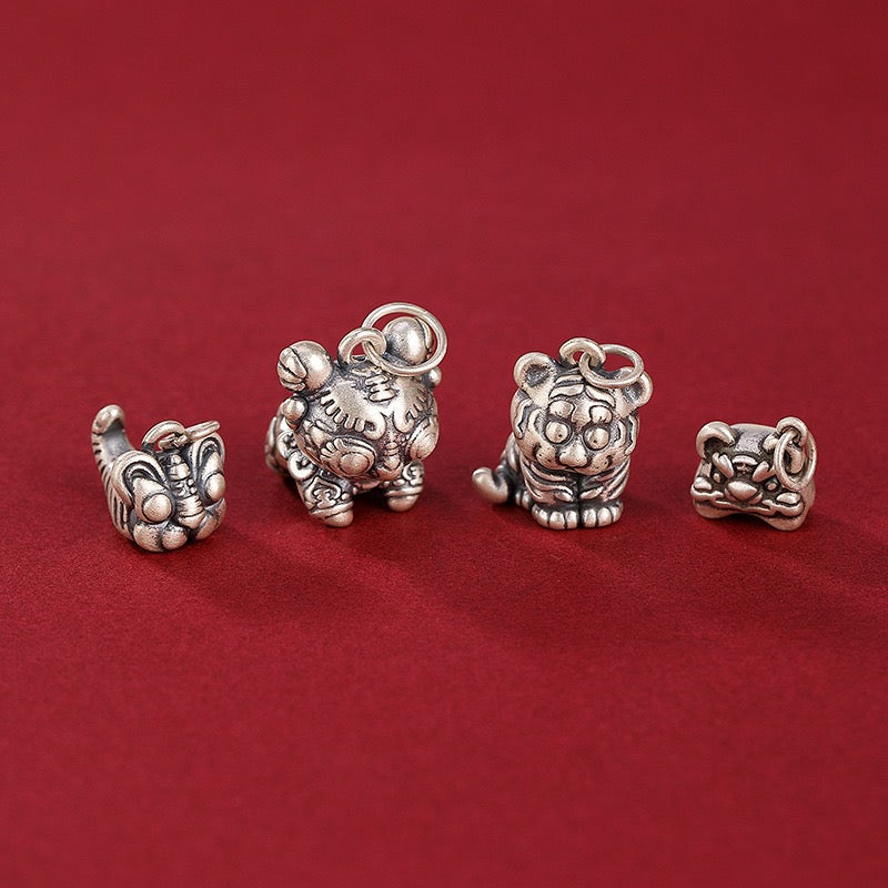 S990 Sterling Silver Money Tiger Charms