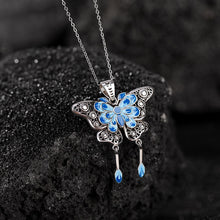 Sterling Silver Cloisonné Butterfly Necklace