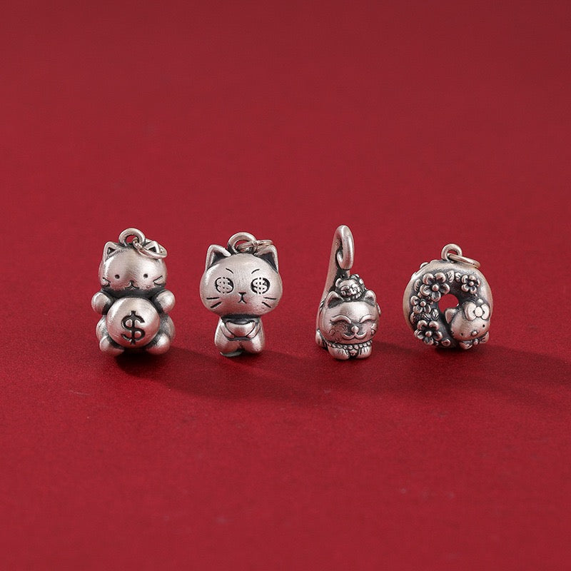 S990 Sterling Silver Cats Charms