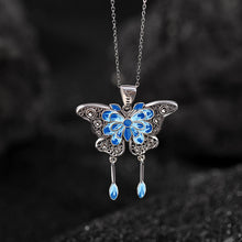 Sterling Silver Cloisonné Butterfly Necklace