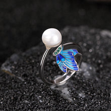 Sterling Silver Natural Freshwater Pearl Cloisonne Craft Butterfly Set