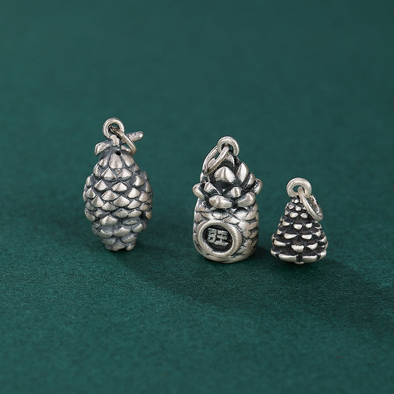 S990 Sterling Silver Pinecone Charms