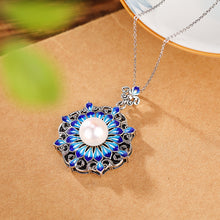 Natural Pearl Cloisonné Craft Pendant Necklace