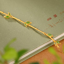 Natural Green Jade Bamboo Adjustable Bracelet
