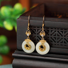 Natural White Jade Donut Hooks Earrings