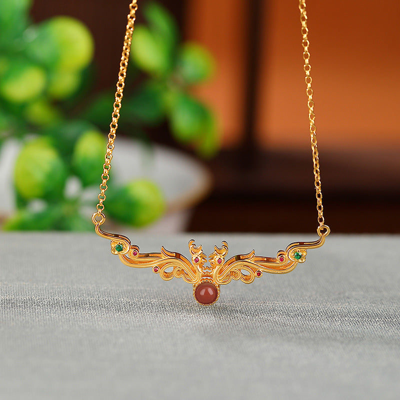 Natural Carnelian Phoenix Necklace