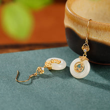 Natural White Jade Donut Hooks Earrings