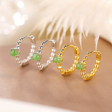 Natural Green Jade Simple Hooks Earrings