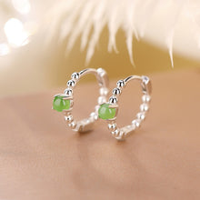 Natural Green Jade Simple Hooks Earrings