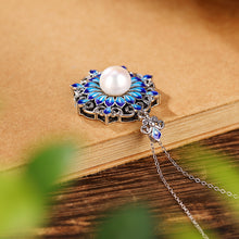 Natural Pearl Cloisonné Craft Pendant Necklace