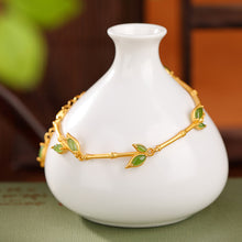 Natural Green Jade Bamboo Adjustable Bracelet