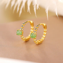 Natural Green Jade Simple Hooks Earrings