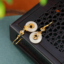 Natural White Jade Donut Hooks Earrings