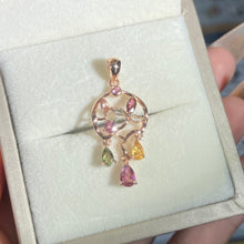 S925 sterling silver natural tourmaline pave dream catcher butterfly dangling pendant.