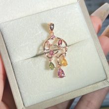 S925 sterling silver natural tourmaline pave dream catcher butterfly dangling pendant.