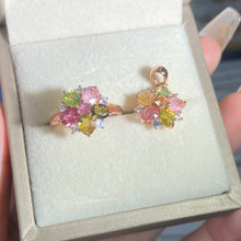 S925 Sterling Silver Natural Tourmaline Flower Set.