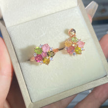 S925 Sterling Silver Natural Tourmaline Flower Set.