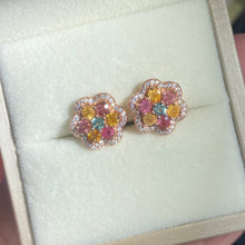 S925 Sterling Silver Natural Tourmaline Flower Earrings.