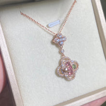 S925 Sterling Silver Natural Tourmaline Lucky Clover Pendant.