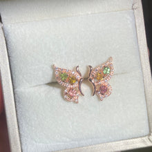 S925 Sterling Silver Natural Tourmaline Butterfly Earrings.