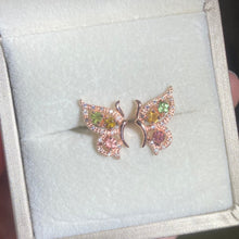 S925 Sterling Silver Natural Tourmaline Butterfly Earrings.