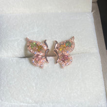 S925 Sterling Silver Natural Tourmaline Butterfly Earrings.