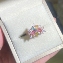 S925 Sterling Silver Natural Tourmaline Flower Ring.